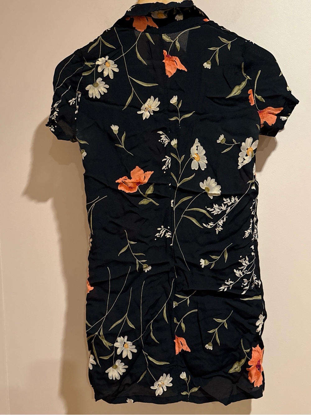 Reformation Black Floral Button-Front Short Sleeve Dress - Picture 6 of 6